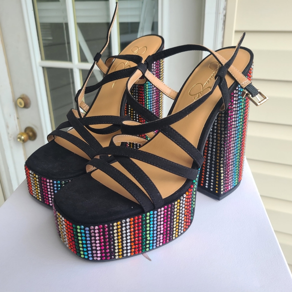 Colorful Strappy Platform Heels